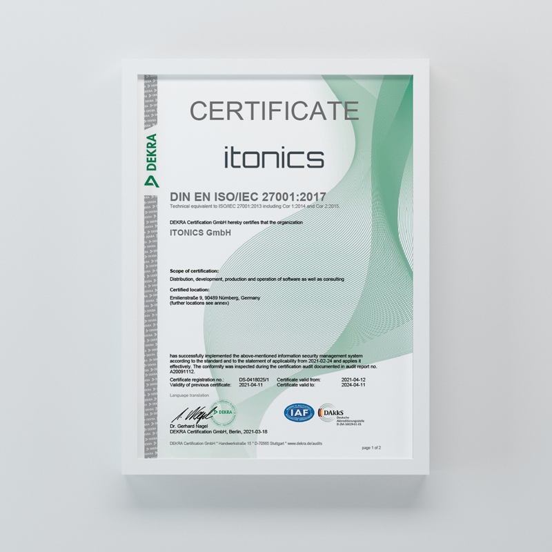 Featured image: ITONICS erneut ISO 27001 zertifiziert