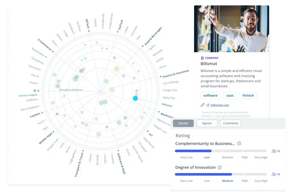 Software for startup scouting