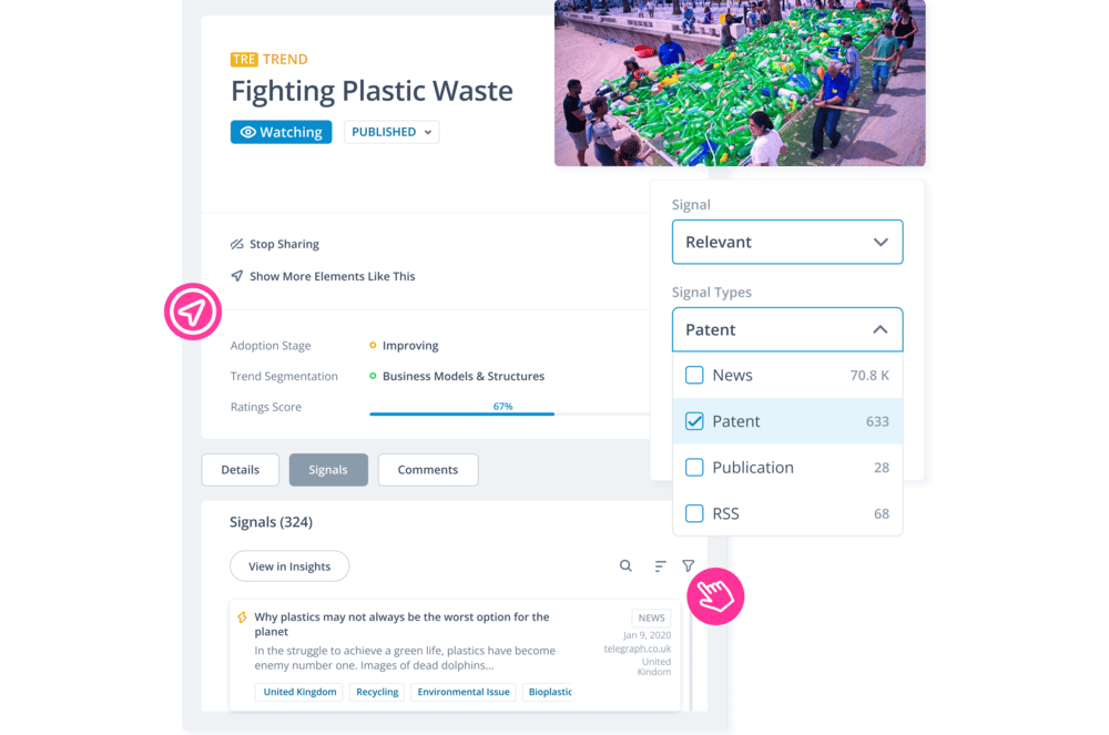 Market monitoring tool for trends and technologies