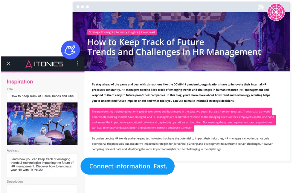 Save inspirations from blog articles with the ITONICS Web Clipper