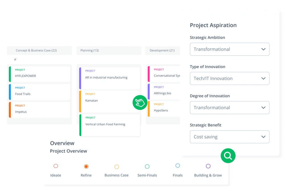 Innovation project board - ITONICS Portfolio software